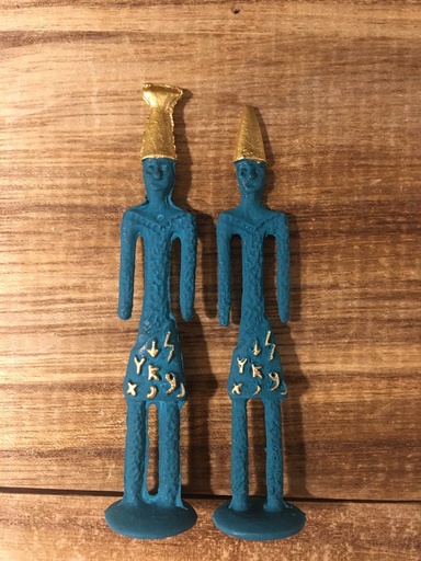 Phoenician Statuette Couple (Reproduced)-(H:8 cm)